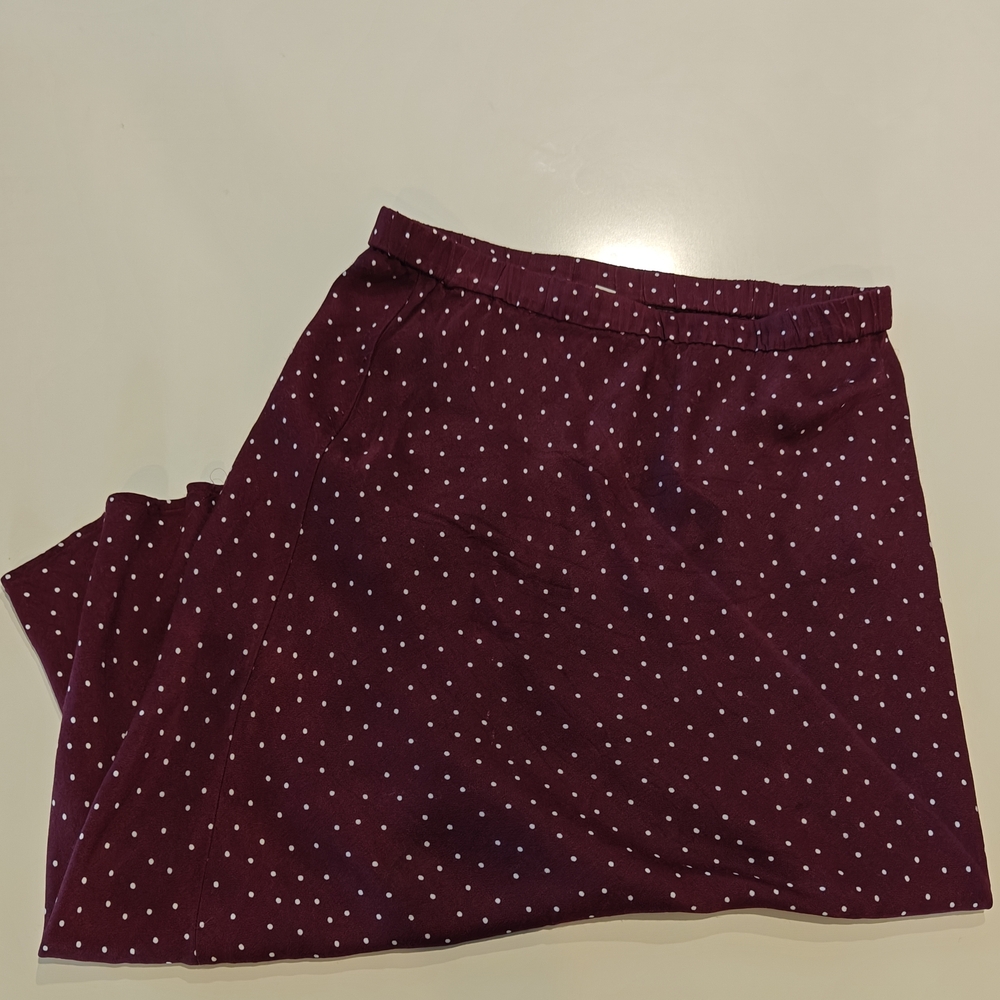 GAP Burgundy Slip Skirt with White Dots